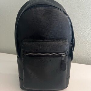 Coach Black Leather unisex Backpack